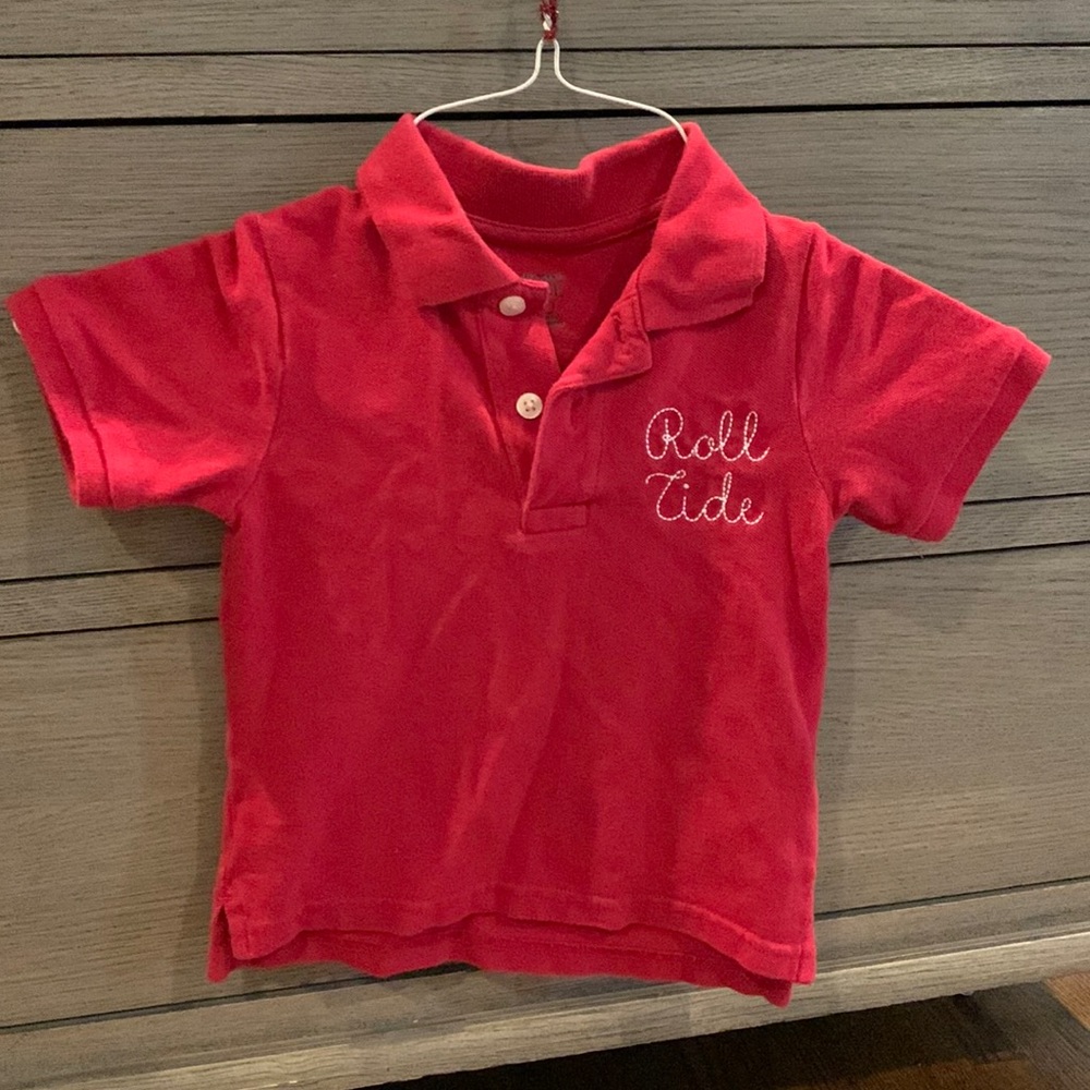 Custom embroidery “roll tide” red polo shirt
